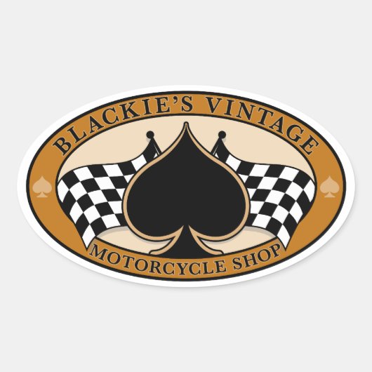 Sticker Ovale Cafe Racer / Moto (Devant)
