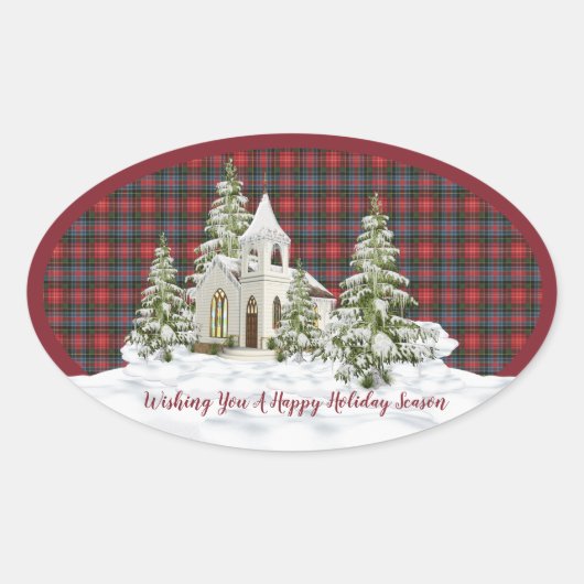 Sticker Ovale Caledonia Modern Original Tartan écossais (Devant)