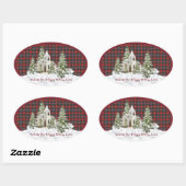 Sticker Ovale Caledonia Modern Original Tartan écossais (Feuille)