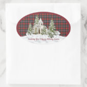 Sticker Ovale Caledonia Modern Original Tartan écossais (Sac)