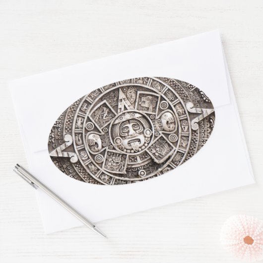 Sticker Ovale Calendrier maya (Enveloppe)
