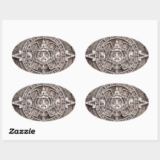 Sticker Ovale Calendrier maya (Feuille)