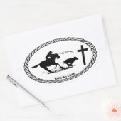 Sticker Ovale Calf Roping Cross Style Euro (Enveloppe)