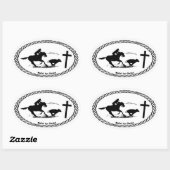 Sticker Ovale Calf Roping Cross Style Euro (Feuille)