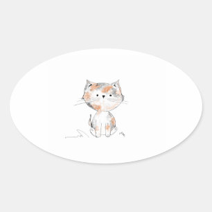 Sticker ovale Calico Kitten joueur