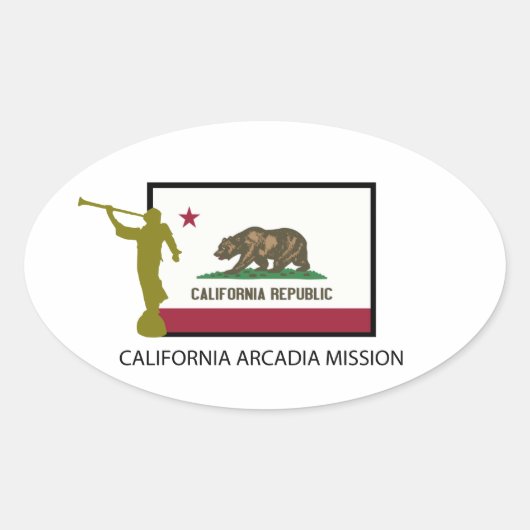 STICKER OVALE CALIFORNIA ARCADIA MISSION LDS CTR (Devant)