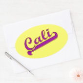 Sticker Ovale California Cali Logo Purple Yellow (Enveloppe)