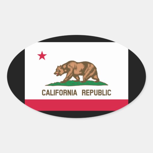 Sticker Ovale California State Flag Design (Devant)