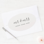 Sticker Ovale Calligraphie customisée M & Mme Newlyhed (Enveloppe)