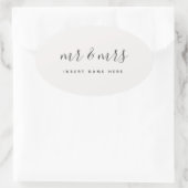 Sticker Ovale Calligraphie customisée M & Mme Newlyhed (Sac)
