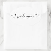 Sticker Ovale Calligraphie de bienvenue noir et blanc. Moderne s (Sac)