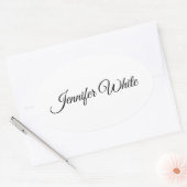 Sticker Ovale Calligraphie Elegant noir & blanc Rétro (Enveloppe)