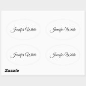 Sticker Ovale Calligraphie Elegant noir & blanc Rétro (Feuille)