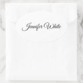 Sticker Ovale Calligraphie Elegant noir & blanc Rétro (Sac)