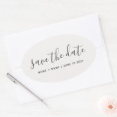 Sticker Ovale Calligraphie Enregistrer le Faire-part Mariage dat (Enveloppe)