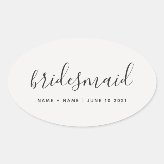 Sticker Ovale Calligraphie moderne Chic Bridesmaid Mariage (Devant)