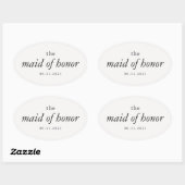 Sticker Ovale Calligraphie moderne Maid of Honor Mariage (Feuille)