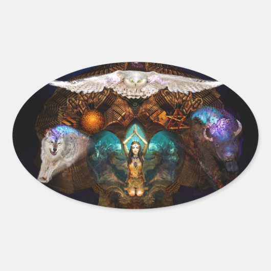 Sticker Ovale Calling the Spirit Animals (Devant)