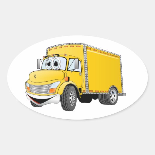 Sticker Ovale Camion de livraison Carton jaune (Devant)