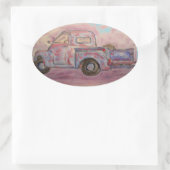 Sticker Ovale camion de patine bleue antique (Sac)