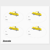 Sticker Ovale Camion de ramassage jaune (Feuille)
