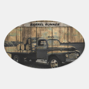 Sticker Ovale Camion vintage Antique Camion Vieux Camion