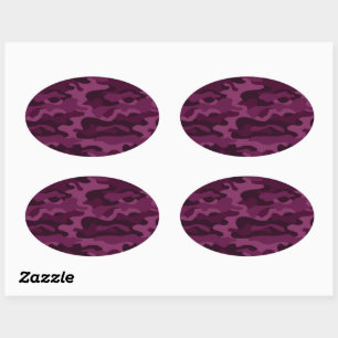 Sticker Ovale Camo de couleur violette tyrienne