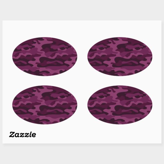 Sticker Ovale Camo de couleur violette tyrienne (Feuille)