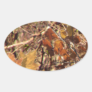Sticker Ovale Camouflage de la forêt de chasseurs Personnaliser