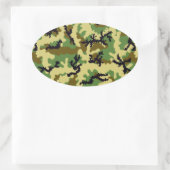 Sticker Ovale Camouflage des bois (Sac)