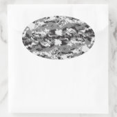 Sticker Ovale Camouflage noir et blanc (Sac)