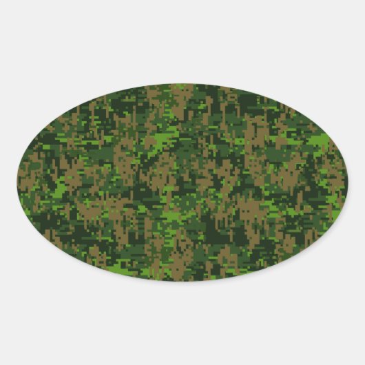 Sticker Ovale Camouflage numérique vert de style Woodland (Devant)