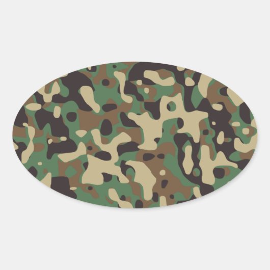 Sticker Ovale Camouflage Woodland (Devant)