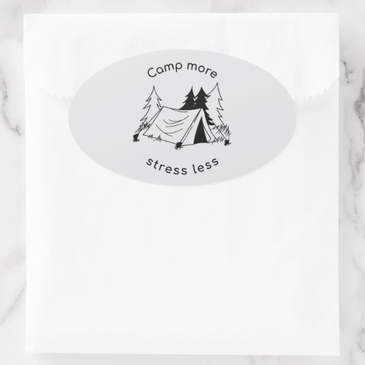 Sticker Ovale Camp plus de stress moins (Sac)
