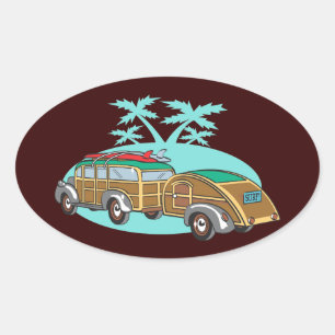 Sticker Ovale Camper allant dans mon Woody