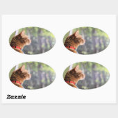 Sticker Ovale Camping chat (Feuille)