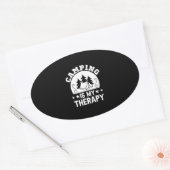 Sticker Ovale Camping is my therapy (Enveloppe)
