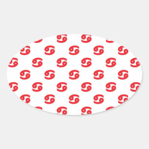 Sticker Ovale Cancer Motif rouge