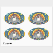 STICKER OVALE CANDY CORN TURKEY, FEUILLE DE BILLETS (Feuille)