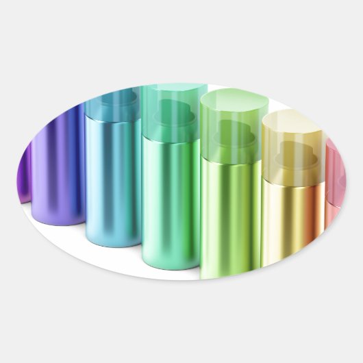 Sticker Ovale Canettes aérosol colorées (Devant)