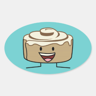 Sticker Ovale Cannelle Roll Bun pâte goey sucre tourbillon Danoi