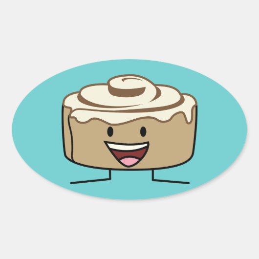 Sticker Ovale Cannelle Roll Bun pâte goey sucre tourbillon Danoi (Devant)