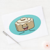Sticker Ovale Cannelle Roll Bun pâte goey sucre tourbillon Danoi (Enveloppe)