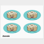 Sticker Ovale Cannelle Roll Bun pâte goey sucre tourbillon Danoi (Feuille)