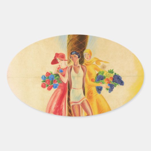 Sticker Ovale Cannes vintage (Devant)