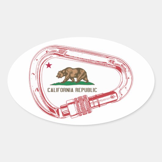 Sticker Ovale Carabiner d'Escalade californienne (Devant)