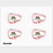 Sticker Ovale Carabiner d'Escalade californienne (Feuille)