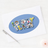 Sticker Ovale Caractères LOONEY TUNES™ en lettres (Enveloppe)