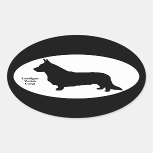 Sticker Ovale Cardigan Welsh Corgi SIlhouette