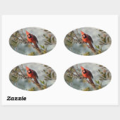 Sticker Ovale Cardinal de Wax Myrtle (Feuille)